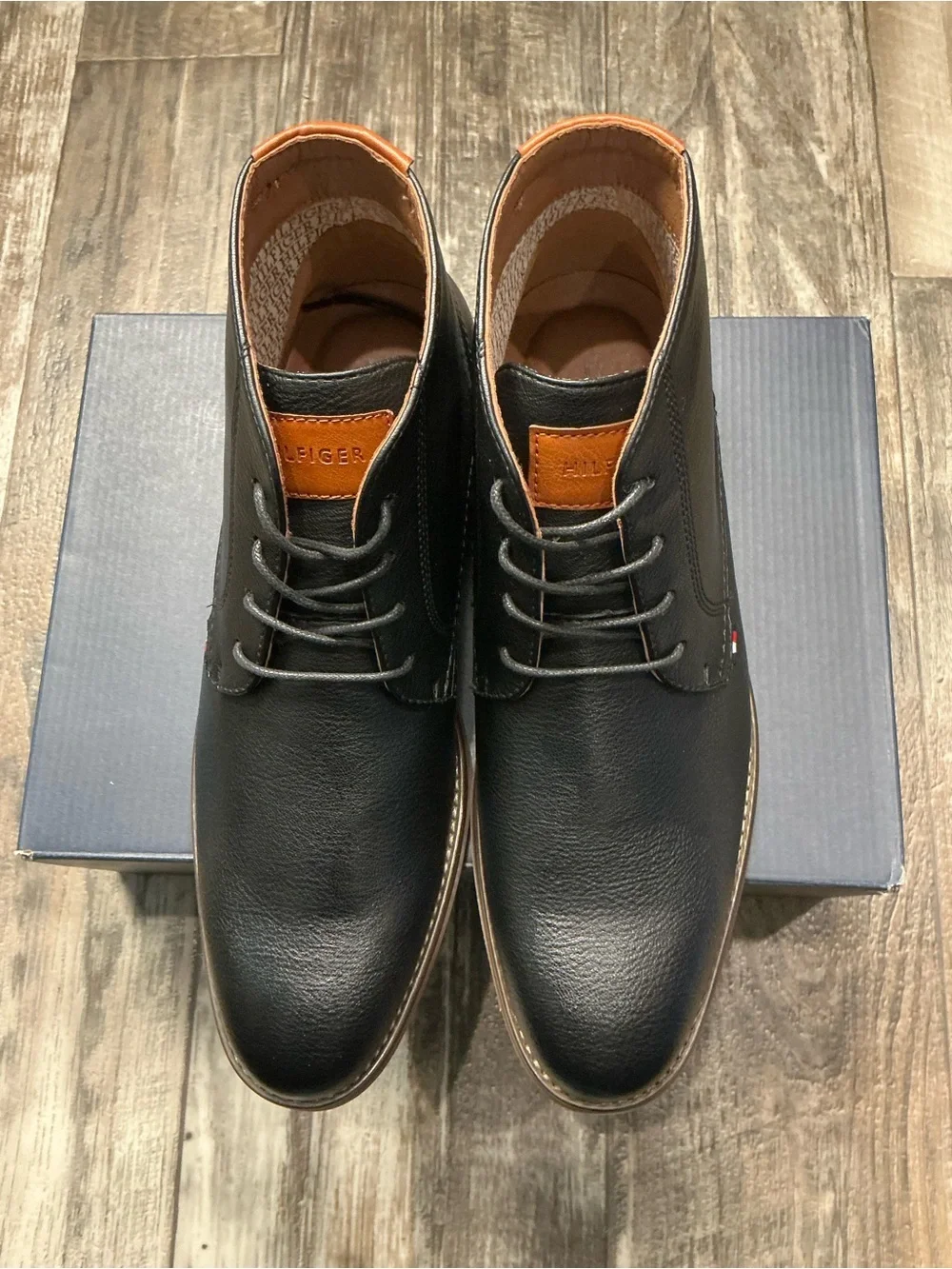 Tommy Hilfiger Black Chukka Boot with Brown Sole Trim Size 9